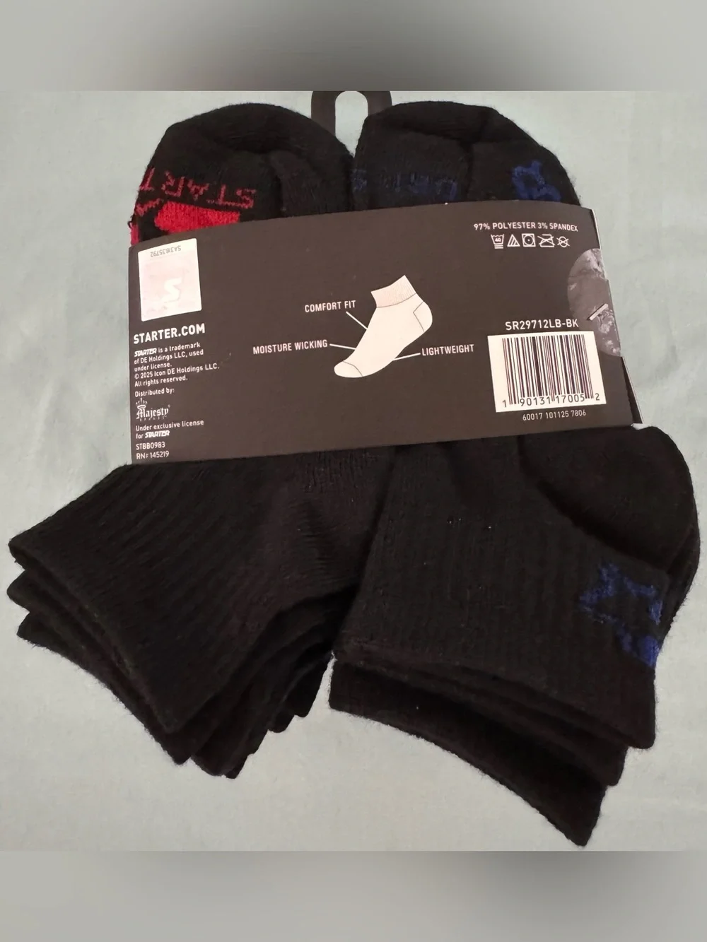 STARTER Boys' Black Quarter Socks 20-Pairs